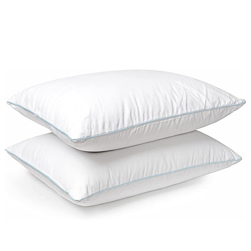 Pillowtex Set of 2 Pillows Similar to Holiday Inn Soft Blue Cord Soft Bed Pillow - Queen Size - Image 1